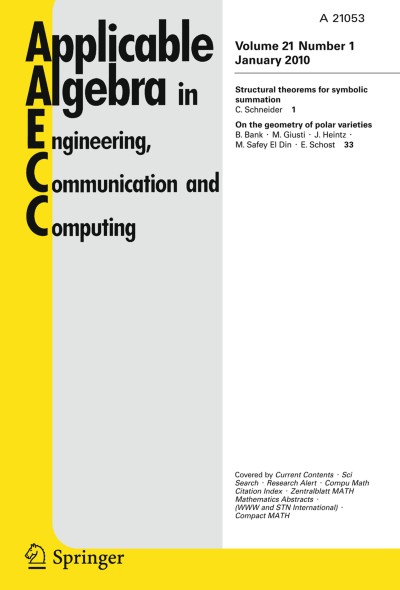 Applicable Algebra in Engineering, Communication and Computing 1/2010