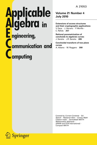 Applicable Algebra in Engineering, Communication and Computing 4/2010