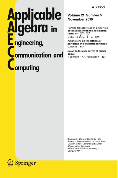 Applicable Algebra in Engineering, Communication and Computing 5/2010
