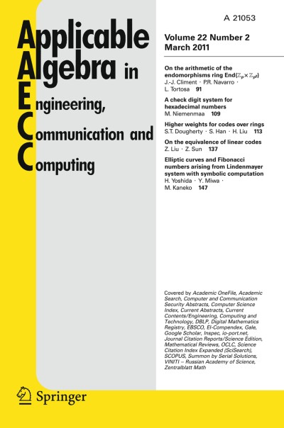 Applicable Algebra in Engineering, Communication and Computing 2/2011