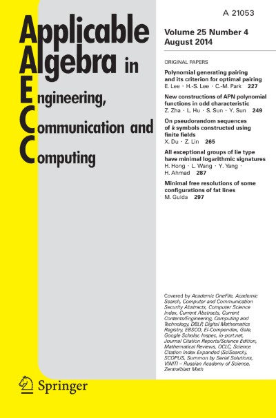 Applicable Algebra in Engineering, Communication and Computing 4/2014