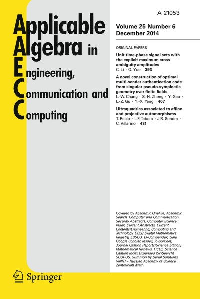 Applicable Algebra in Engineering, Communication and Computing 6/2014