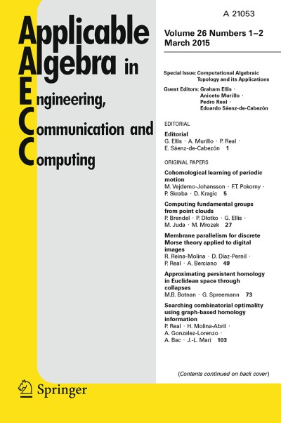 Applicable Algebra in Engineering, Communication and Computing 1-2/2015