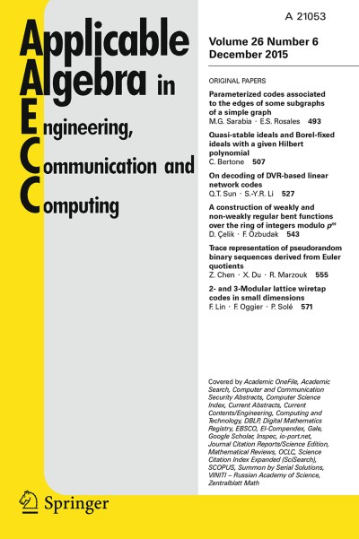 Applicable Algebra in Engineering, Communication and Computing 6/2015