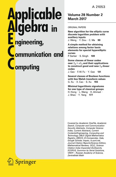 Applicable Algebra in Engineering, Communication and Computing 2/2017