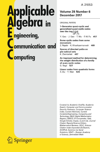 Applicable Algebra in Engineering, Communication and Computing 6/2017