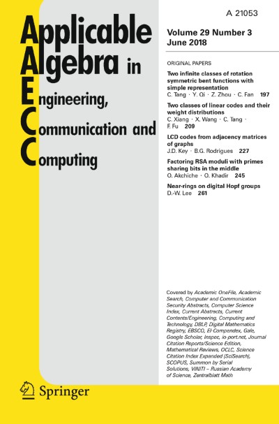 Applicable Algebra in Engineering, Communication and Computing 3/2018