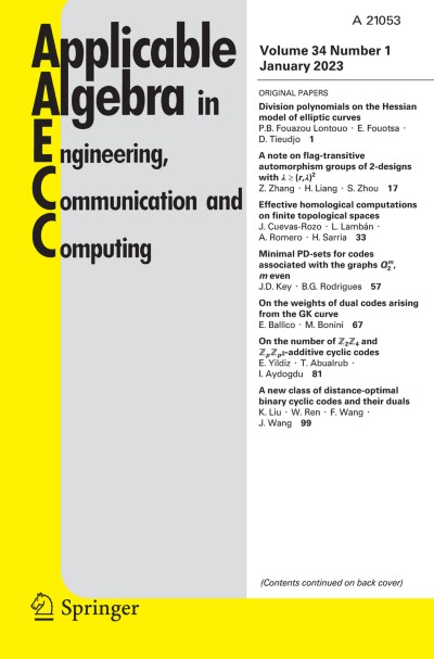 Applicable Algebra in Engineering, Communication and Computing 1/2023