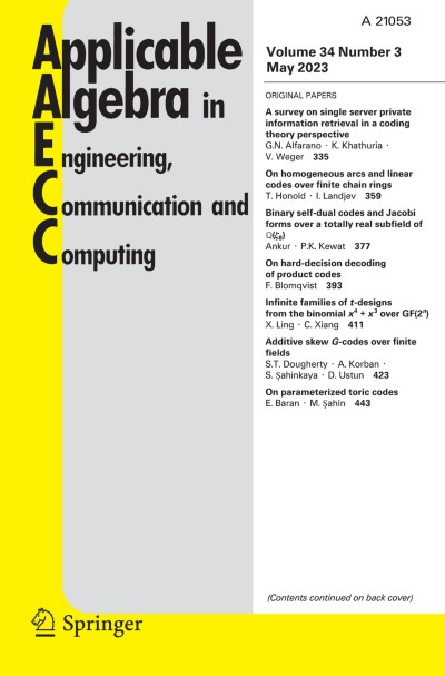 Applicable Algebra in Engineering, Communication and Computing 3/2023