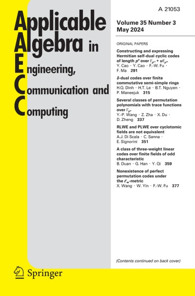 Applicable Algebra in Engineering, Communication and Computing 3/2024