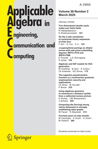 Applicable Algebra in Engineering, Communication and Computing 2/2025