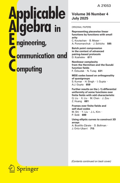 Applicable Algebra in Engineering, Communication and Computing 4/2025