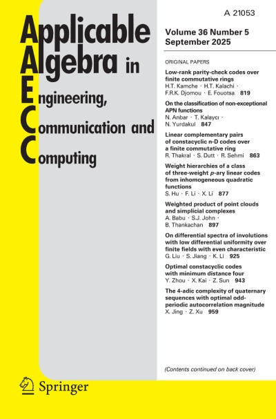 Applicable Algebra in Engineering, Communication and Computing 5/2025