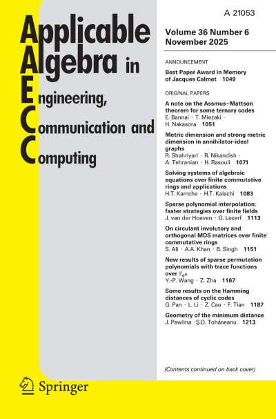 Applicable Algebra in Engineering, Communication and Computing 6/2025