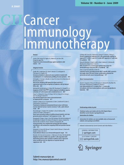 Cancer Immunology, Immunotherapy 6/2009