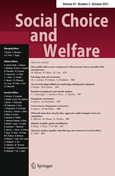 Social Choice and Welfare 3/2021