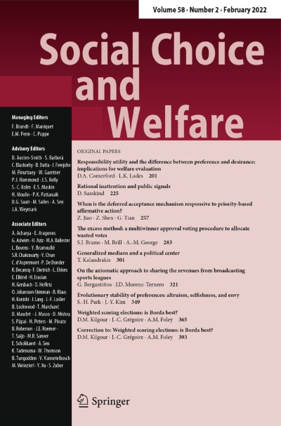 Social Choice and Welfare 2/2022
