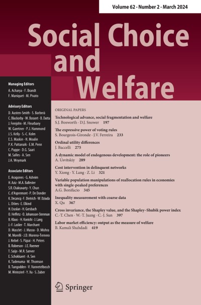 Social Choice and Welfare 2/2024