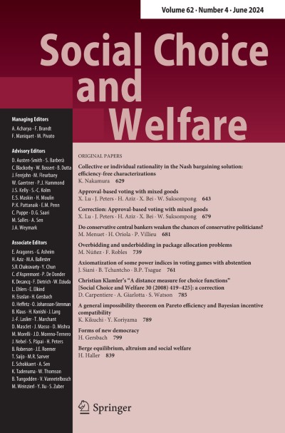 Social Choice and Welfare 4/2024