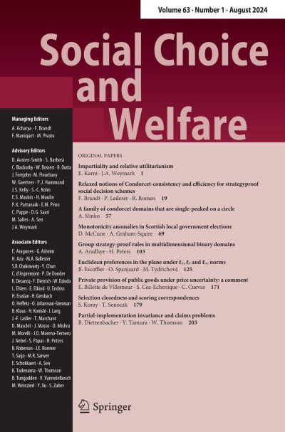Social Choice and Welfare 1/2024