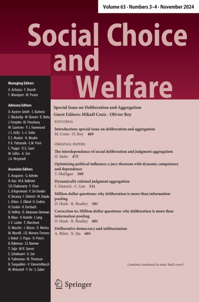 Social Choice and Welfare 3-4/2024