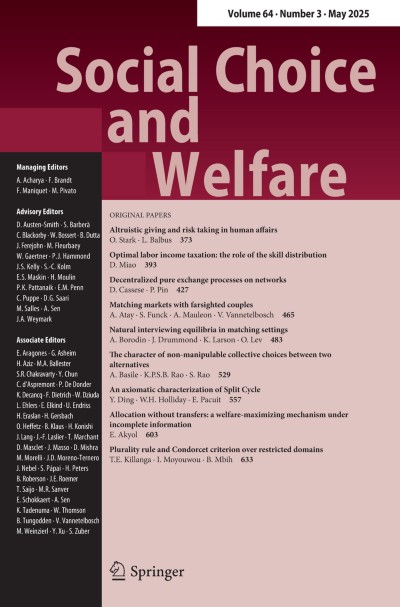 Social Choice and Welfare 3/2025