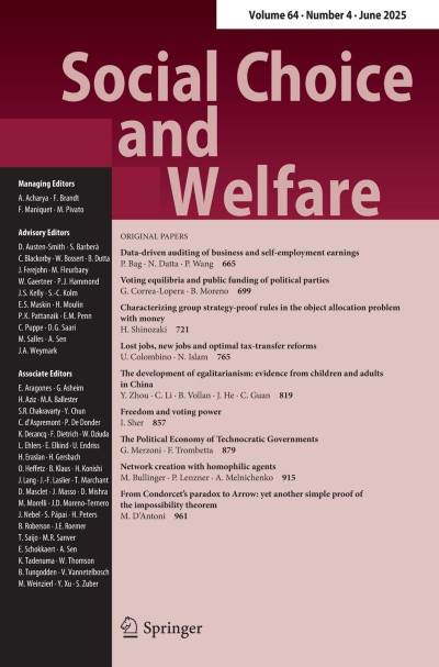 Social Choice and Welfare 4/2025