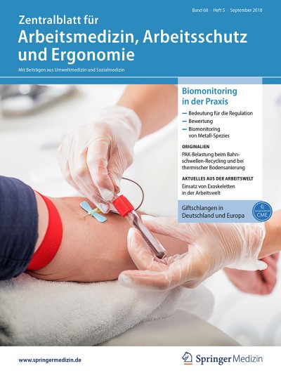 Link zu Zeitschrift Zentralblatt für Arbeitsmedizin, Arbeitsschutz und Ergonomie