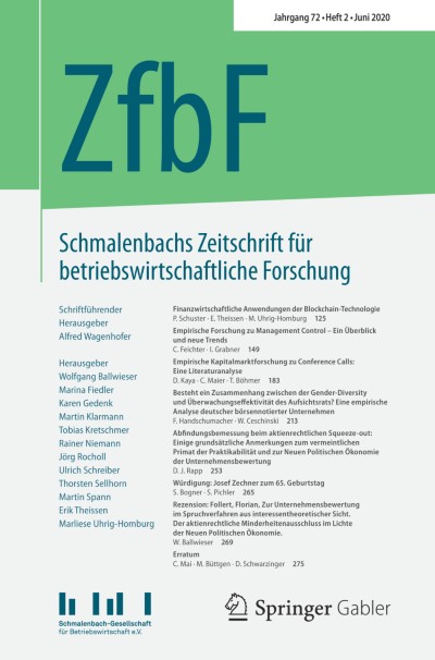 Schmalenbachs Zeitschrift für betriebswirtschaftliche Forschung 2/2020