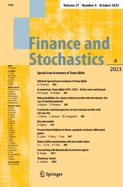 Finance and Stochastics 4/2023