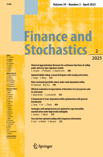 Finance and Stochastics 2/2025