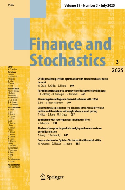 Finance and Stochastics 3/2025