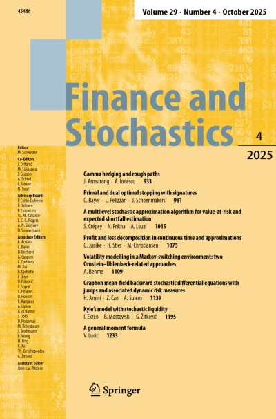 Finance and Stochastics 4/2025
