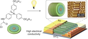 Light-triggered self-construction of supramolecular organic nanowires as metallic interconnects