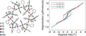 Uranium and manganese assembled in a wheel-shaped nanoscale single-molecule magnet with high spin-reversal barrier