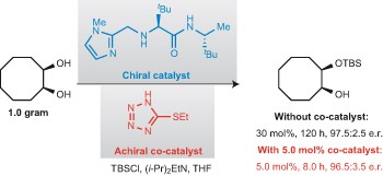 Enantioselective silyl protection of alcohols promoted by a combination of chiral and achiral Lewis basic catalysts
