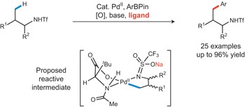 Ligand-enabled cross-coupling of C(<i>sp</i><sup>3</sup>)–H bonds with arylboron reagents via Pd<span class="small-caps u-small-caps">(II)</span>/Pd(0) catalysis