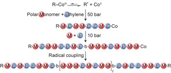 Precision design of ethylene- and polar-monomer-based copolymers by organometallic-mediated radical polymerization
