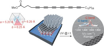 Functional carbon nanosheets prepared from hexayne amphiphile monolayers at room temperature