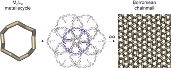 An infinite chainmail of M<sub>6</sub>L<sub>6</sub> metallacycles featuring multiple Borromean links