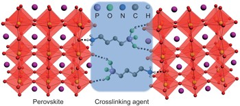 Improved performance and stability of perovskite solar cells by crystal crosslinking with alkylphosphonic acid ω-ammonium chlorides