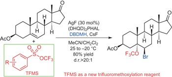 Asymmetric silver-catalysed intermolecular bromotrifluoromethoxylation of alkenes with a new trifluoromethoxylation reagent