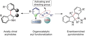 Organocatalytic asymmetric arylation of indoles enabled by azo groups