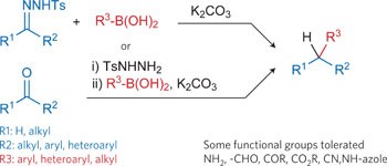 Metal-free carbon–carbon bond-forming reductive coupling between boronic acids and tosylhydrazones