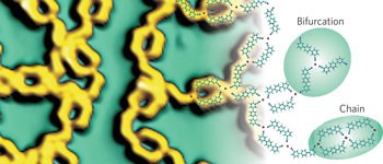 Random two-dimensional string networks based on divergent coordination assembly