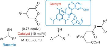 Synergistic organocatalysis in the kinetic resolution of secondary thiols with concomitant desymmetrization of an anhydride