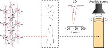 Spectroscopic visualization of sound-induced liquid vibrations using a supramolecular nanofibre
