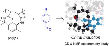 Chiral interaction between aromatic aldehydes and a polymer bearing large chiral rings obtained by cyclopolymerization of bisacrylamide