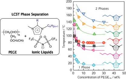 Structural effects of polyethers and ionic liquids in their binary mixtures on lower critical solution temperature liquid-liquid phase separation