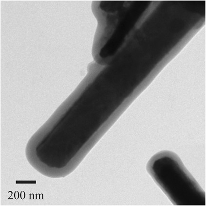 Glass transition properties of PMMA thin shells deposited on rodlike calcium carbonate particles